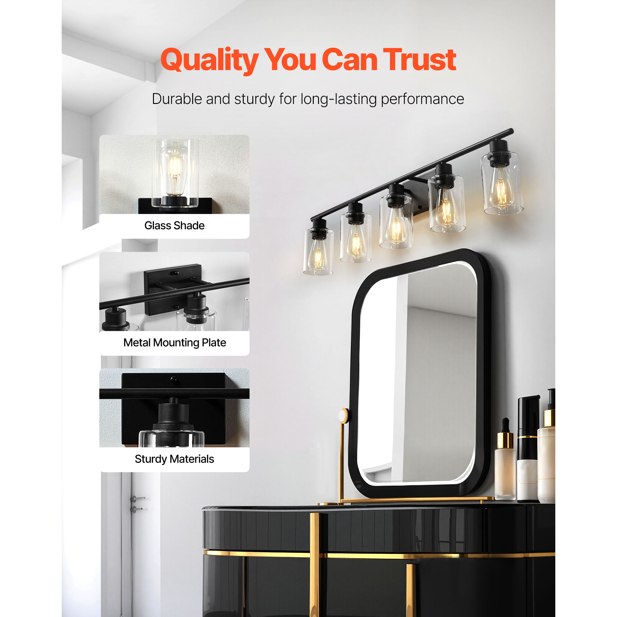 5-Light Modern Bathroom Vanity Light 37.1-Inch Wall Light Fixtures Over Mirror_voghion.com